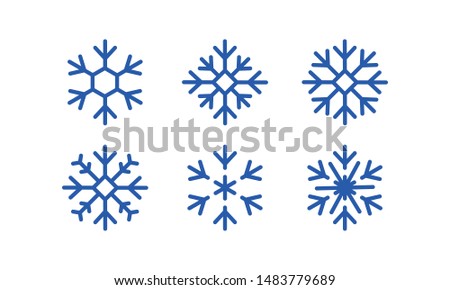 Blue snowflakes set new year vector design. set of blue snowflakes on white background.