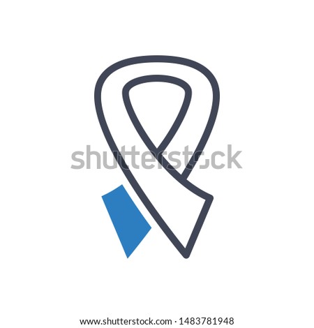 Awareness ribbon vector graphics icon in blue gray color