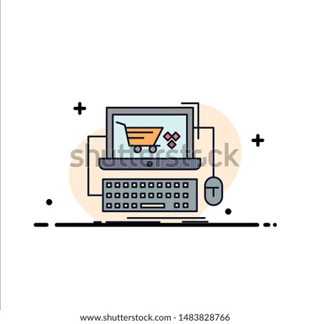 Cart, online, shop, store, game Flat Color Icon Vector