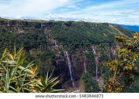 The Seven Sisters Waterfall in Cherrapunji, Meghalaya, India
