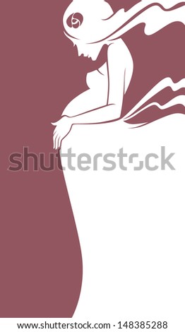 waiting of dream, vector card with image of pregnant woman