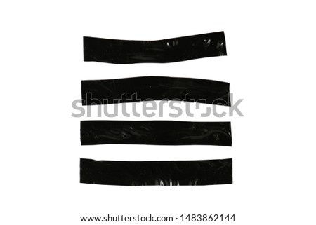 Strips of black electrical tape isolated on white background  