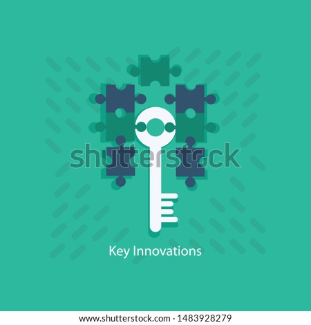 Creative brain sign with key symbol. Key of success.Concept of ideas inspiration, 