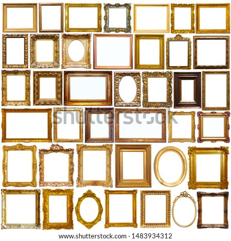 Collage of vintage photo and picture frames isolated on white

