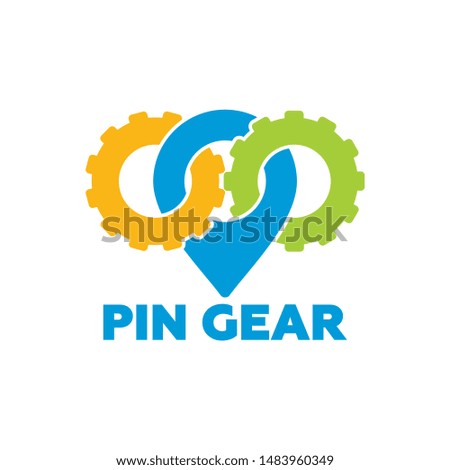 Pin Gear Logo Template Design Vector, Emblem, Design Concept, Creative Symbol, Icon