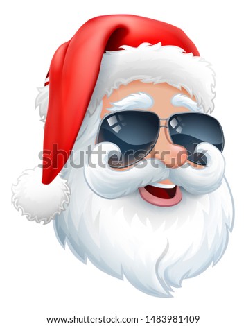 Cool Santa Claus Christmas cartoon character in shades or sunglasses