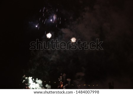 Exhibition of fireworks at night