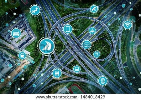 Social infrastructure and communication technology concept Royalty-Free Stock Photo #1484018429