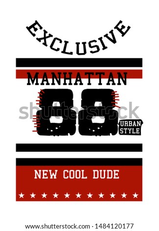 manhattan new cool dude,t-shirt design fashion vector illustration