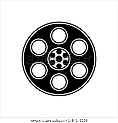 Film Reel Icon, Cinema Movie Reel Icon Vector Art Illustration