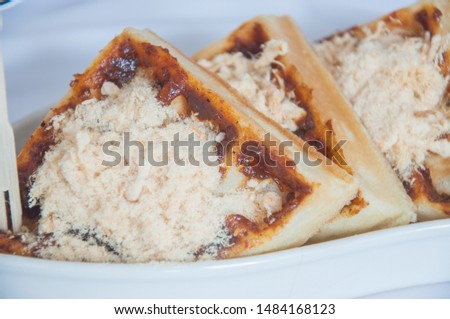 Appetizing sweets and chocolates with bread