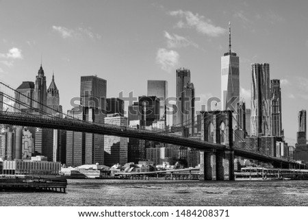 High resolution image of New York City skyline in black and white