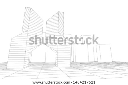 abstract modular architecture 3d illustration