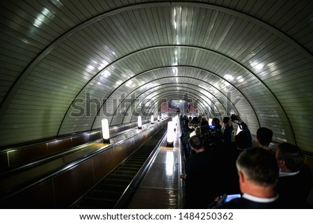 The escalator in the underground station.