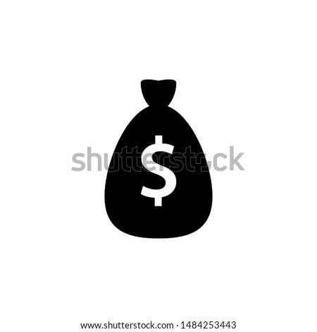 Money Bag black icon. Clipart image isolated on white background