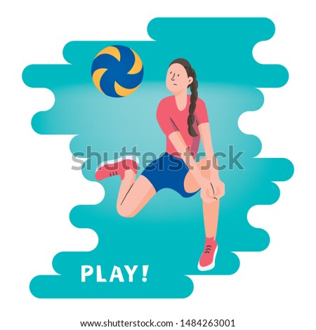 Volleyball. Receiving player. Vector illustration.