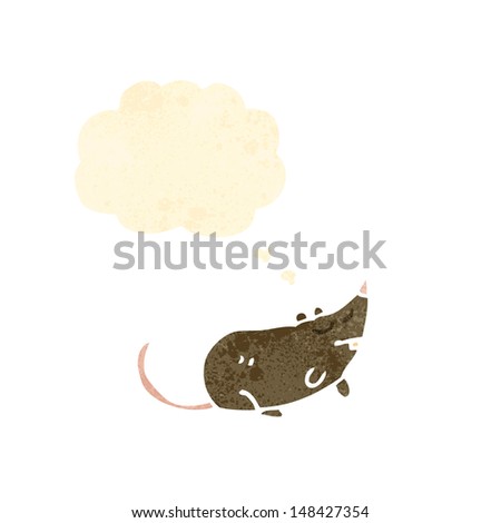 retro cartoon mouse with thought bubble