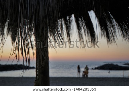 Mediterranean coast. Beautiful Landscape with Sunset and Sand Beach of Fiumicino, Italy. 