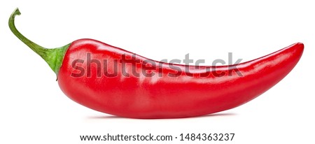 Chili pepper isolated on white background. Ripe chili pepper Clipping Path Royalty-Free Stock Photo #1484363237