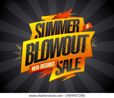 Summer blowout sale, mega discounts, vector advertising banner concept Royalty-Free Stock Photo #1484407286