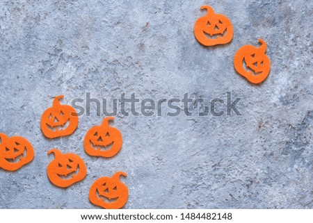 Halloween decor. Halloween card with pumpkin with place for text.