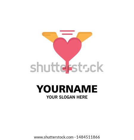 Heart, Wings, Love Business Logo Template. Flat Color. Vector Icon Template background