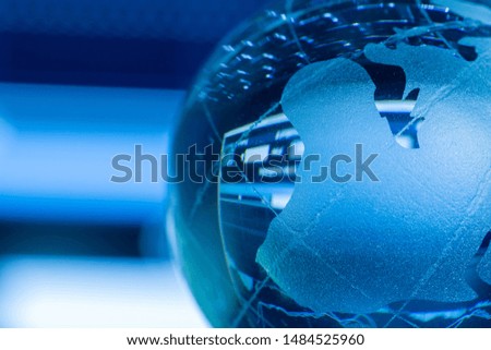 Global technologies concept with laptop pc and media icons.