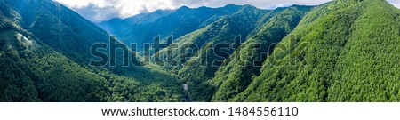 Aerial drone photo - Mountains of Nagano Prefecture.  Japan, Asia