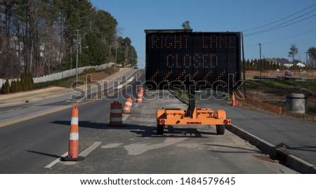 Digital Right Lane Closed Sign