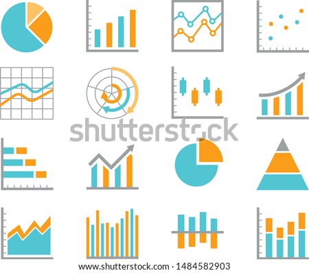 Set of  chart for report icon. Flat icons vector illustration
