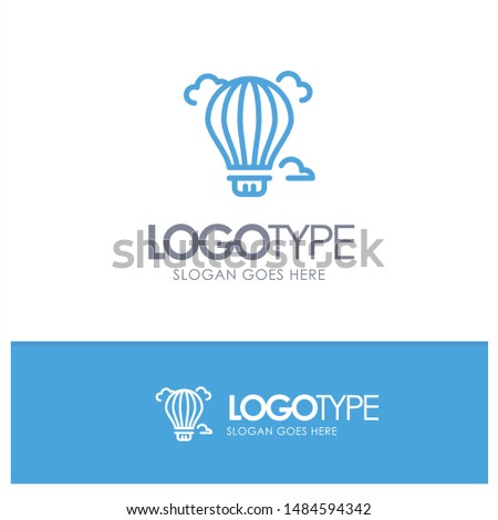 Balloon, Air, Air, Hot Blue Logo Line Style. Vector Icon Template background