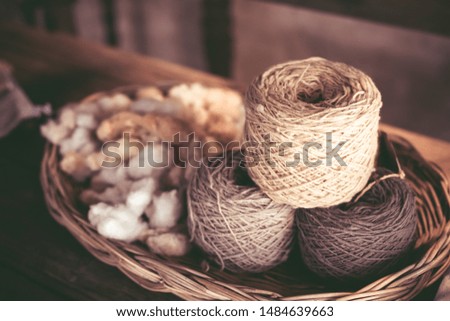 Rolls of cotton, silk yarn of Thailand, hand woven fabric,Hand Weaving Tools, Vintage Concerts