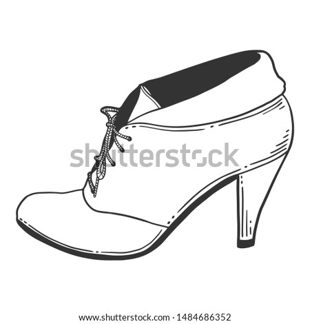 High heel shoes. Vector concept in doodle and sketch style. Hand drawn illustration for printing on T-shirts, postcards.