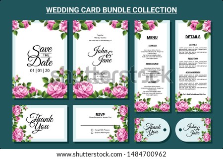 floral ornament for wedding invitation card design bundle collection set