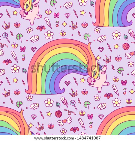 vector rainbow unicorn seamless pattern wall art