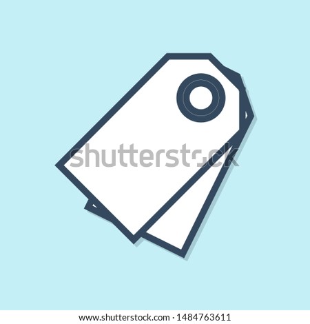 Blue line Blank label template price tag icon isolated on blue background. Empty shopping discount sticker. Template discount banner.  Vector Illustration