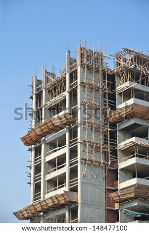Construction site of tower building