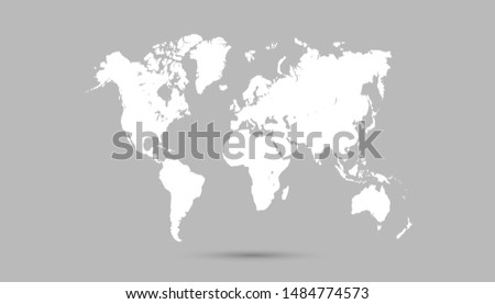 Grey world map vector modern