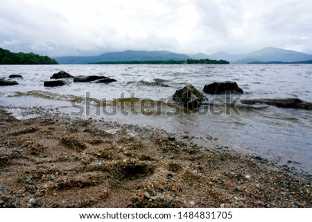 The shores of Loch Lomond near the West Highland Way in Balmaha Royalty-Free Stock Photo #1484831705
