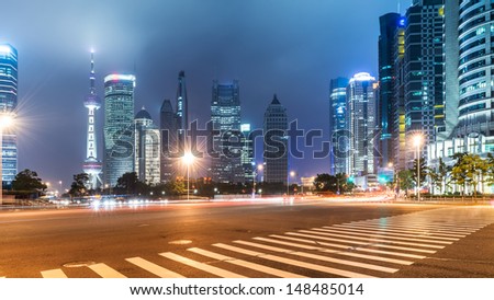 the night view of the lujiazui financial centre in shanghai china
