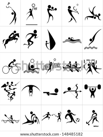 Set of silhouettes of summer sport