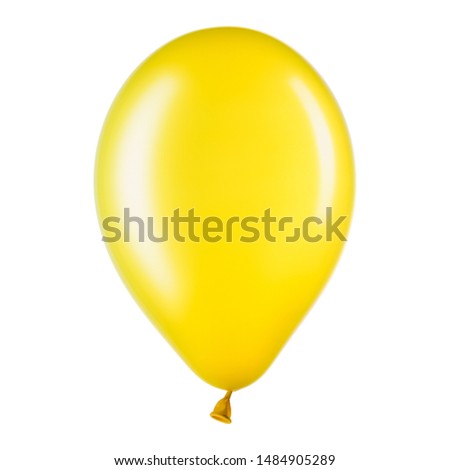 Single yellow helium balloon. Element of decorations for Birthday party, wedding or festival.