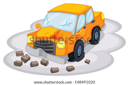 Illustration of a car accident on a white background 