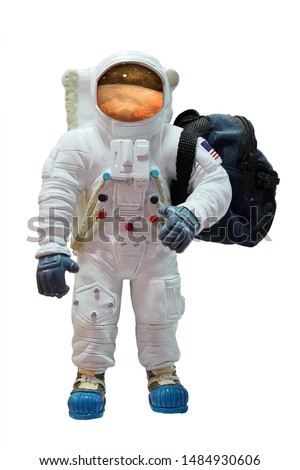 space man in spacesuit cartoon isolated on white background. This has clipping path.                               