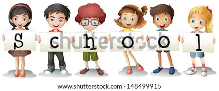 Illustration of the six adorable students on a white background