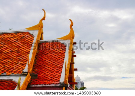 Buddhist temple with sky background in 
Bangkok Thailand 