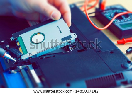 laptop computer repair hard disk replacement diagnostics closeup