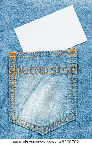 Jeans texture for background with white note
