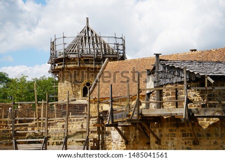 Construction Continues on the Medieval Castle Project in Guedelon Royalty-Free Stock Photo #1485041561