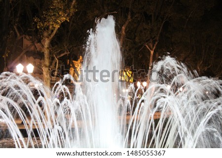 Fountain in South of France by night